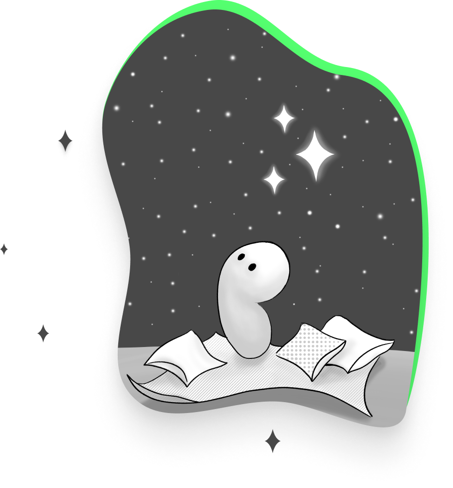 Little person sitting on tapchan and looking at the stars